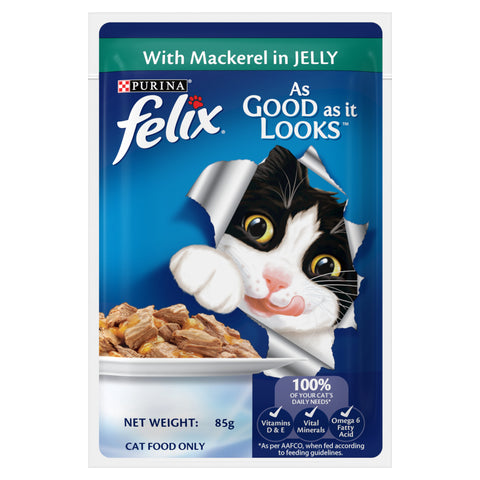 PURINA® FELIX® Adult with Mackerel in jelly pouch 85g